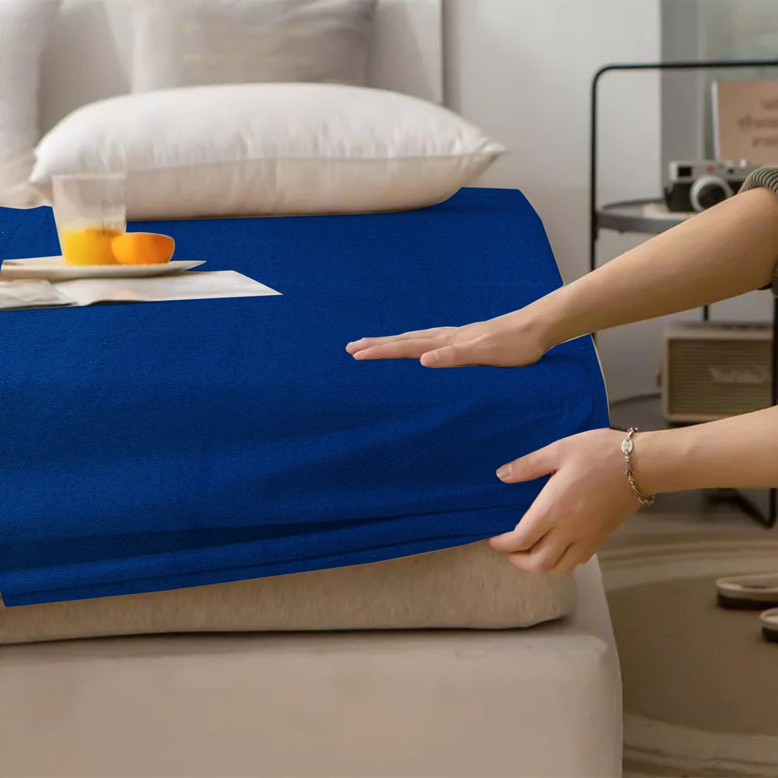 King Waterproof Mattress Cover Blue
