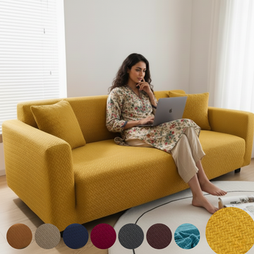YELLOW STRIP JACQUARD SOFA COVER