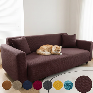 D BROWN STRIP JACQUARD SOFA COVER