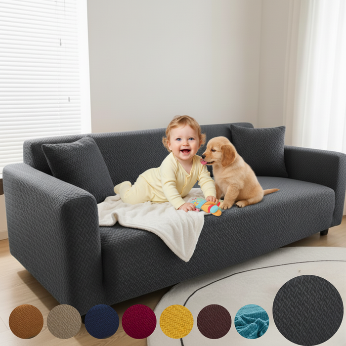 GREY STRIP JACQUARD SOFA COVER
