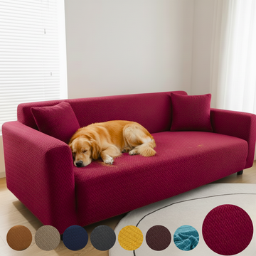 MAROON STRIP JACQUARD SOFA COVER