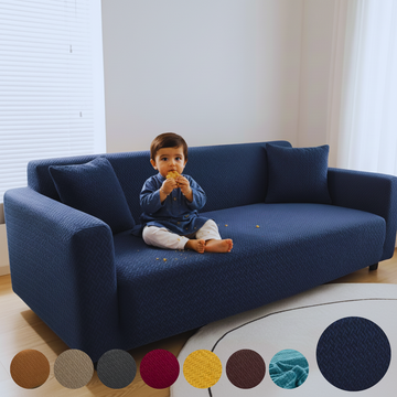 NAVY BLUE STRIPE JACQUARD SOFA COVER