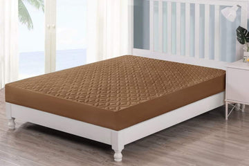 Quilted Waterproof Mattress Cover - Brown
