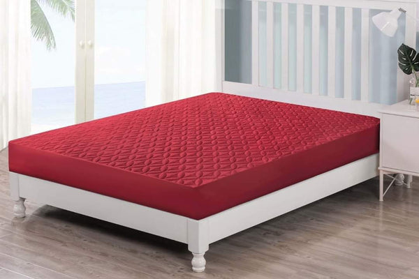 Quilted waterproof Mattress Cover - Dark Maroon