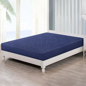 Quilted waterproof Mattress Cover - Navy Blue