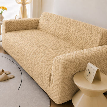 Royal Wave Jersey Velvet Sofa Cover Golden Skin