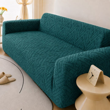 Royal Wave Jersey Velvet Sofa Cover Zinc