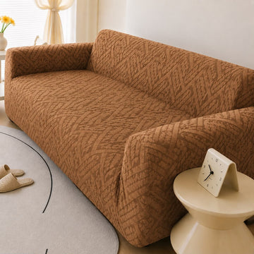 Royal Wave Jersey Velvet Sofa Cover Copper