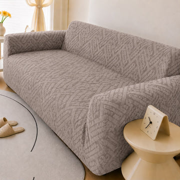 Royal Wave Jersey Velvet Sofa Cover Gray
