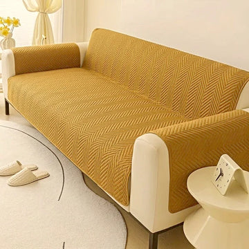 Zigzag Ultrasonic Quilted Sofa Cover Chikoo