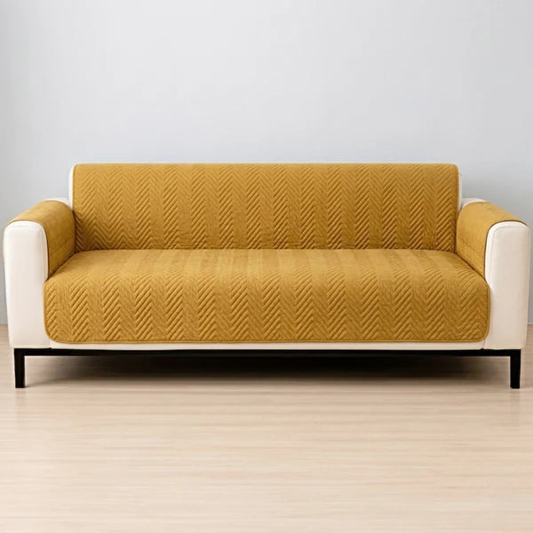 Zigzag Ultrasonic Quilted Sofa Cover Chikoo