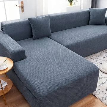 Jacquard Stripe Sofa Cover – L-Shape – Grey
